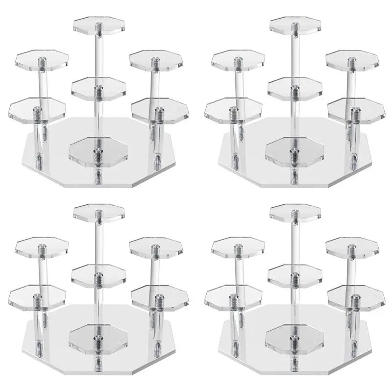 4X Acrylic Risers Display Stand,7Tier Perfume Organizer And Cupcake Stand,Storage Display Stand For Collectibles
