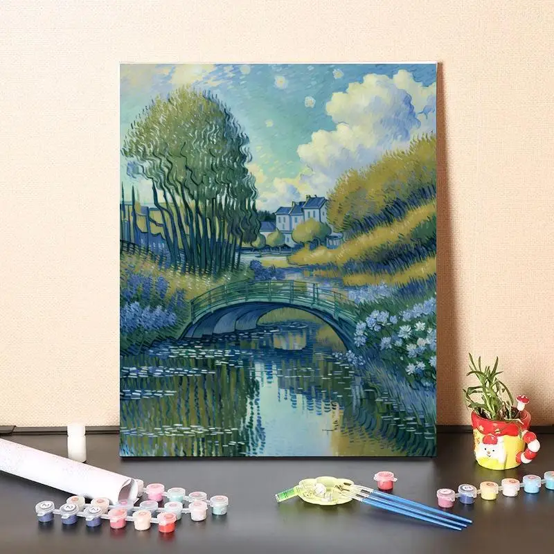 Decompression DIY Paint By Number Natural Scenery Series Creative Decorative Painting Digital Oil Painting with Frame