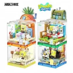SpongeBob SquarePants Building Blocks Pineapple House Krabby Patty Restaurant Trendy Play Assembly Ornaments Toys Holiday Gift
