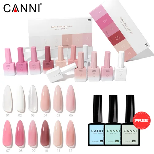 Imagen 1 del producto CANNI Color Base de goma Quick Builder Nail Gel Set HEMA FREE TPO Jelly Nude 6 uds 9ml Gel UV LED Soak Off Gel Nail Art Gel