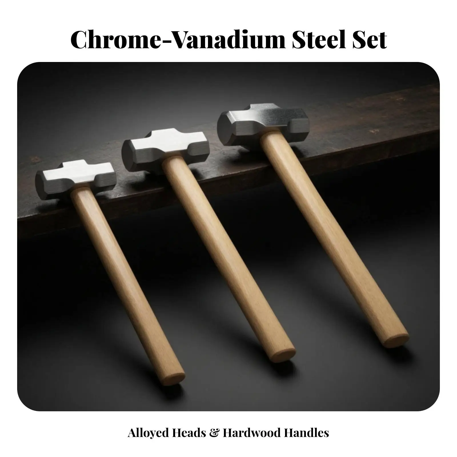 3 Pieces Masonry Hammer Forged Octagonal Hammer Hardwood for Masons