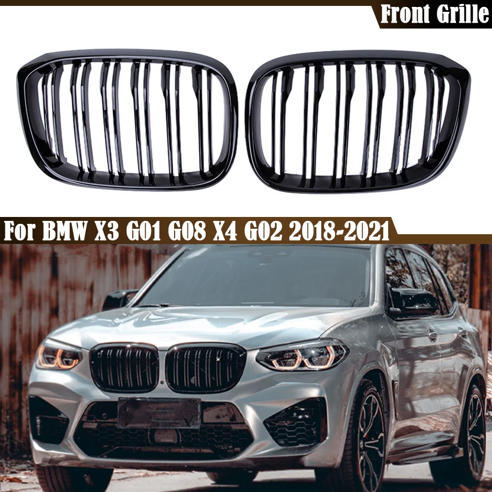 

High Quality Front Kidney Grille For BMW X3 X4 G01 G02 G08 2018 2019 2020 2021 Double Slat Glossy Black Racing Grill