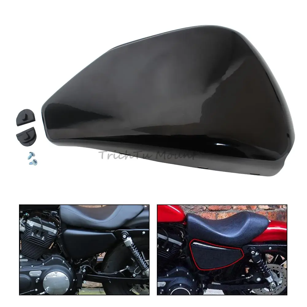Motorcycle Glossy Black Left Battery Cover For Harley Sportster XL 1200 Iron XL883 2004-2009 Parts