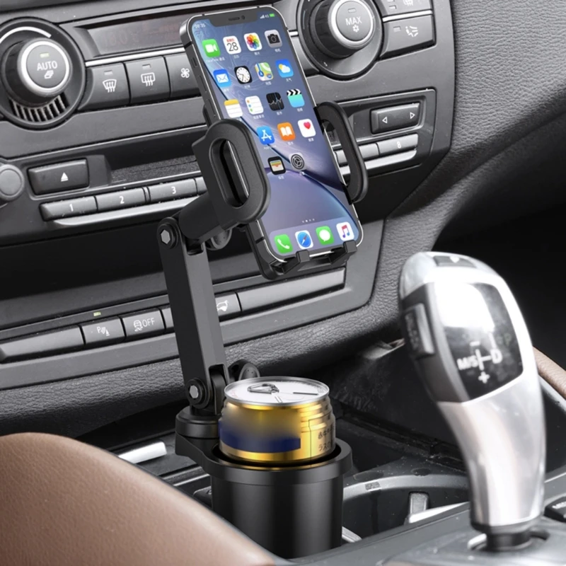 Car Cup Holder Expander with Cell Phone Mount 360 Rotation Cup Holder Expander Smartphone Mount Auto Interior Accessories