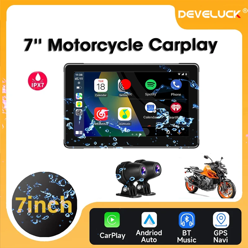 5/7 Inch Motorcycle Portable Navigation GPS Wireless Apple Carplay Android Auto IPX7 Waterproof Motorcycle Touch Screen Display