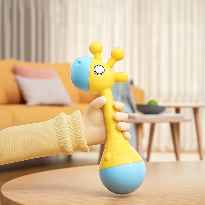 Sonagli a mano per bambini Giraffa Martello di sabbia Neonati Giocattoli educativi per l'apprendimento 0 12 mesi Agitare la mano Campana Sviluppo sensoriale Giocattoli da presa