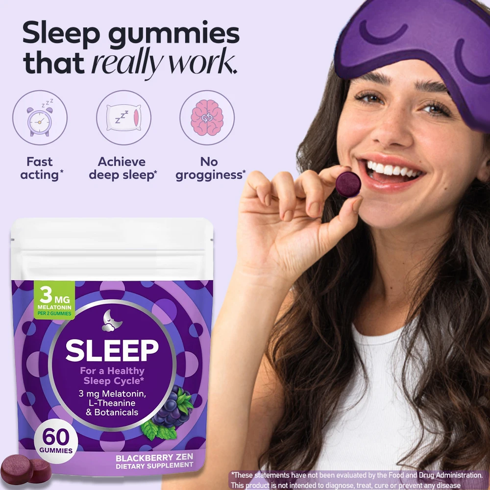 

Restful Sleep Gummy Supplement for Women & Men, Melatonin & L-Theanine Chamomile, Blackberry Zen, Supports a Healthy Sleep Cycle