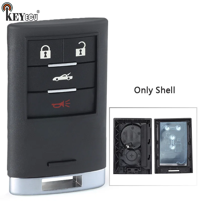 

KEYECU for Cadillac XLR, for Chevrolet Corvette Replacement 3+1 4 Button Smart Remote Car Key Shell Case Fob M3N5WY7777A