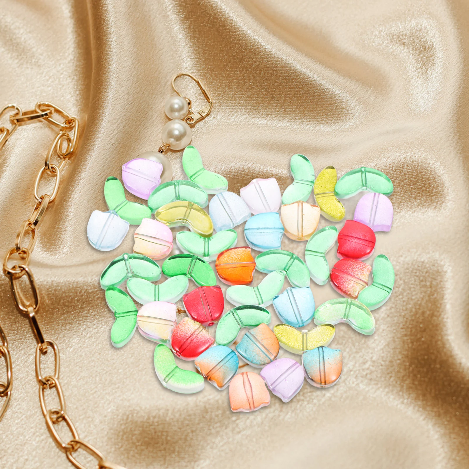 

20 Sets Gradient Beads Glass Jewelry Making Supplies Acrylic Flower Charm Keychains Necklace Earring Kits