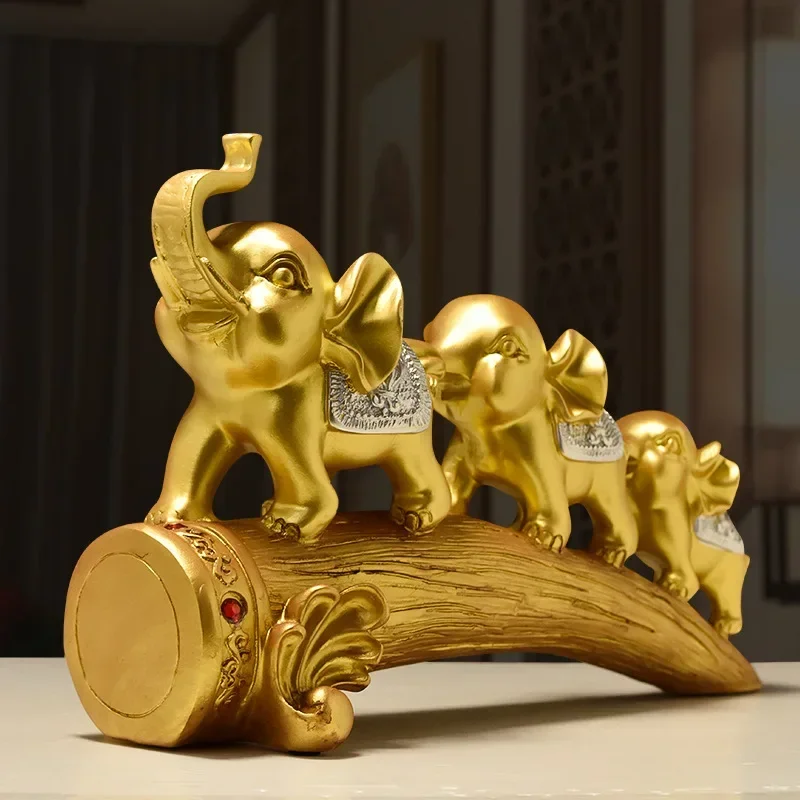 European living room wine cabinet wine rack TV cabinet elephant ornament creative home entrance decoration three baby elephants