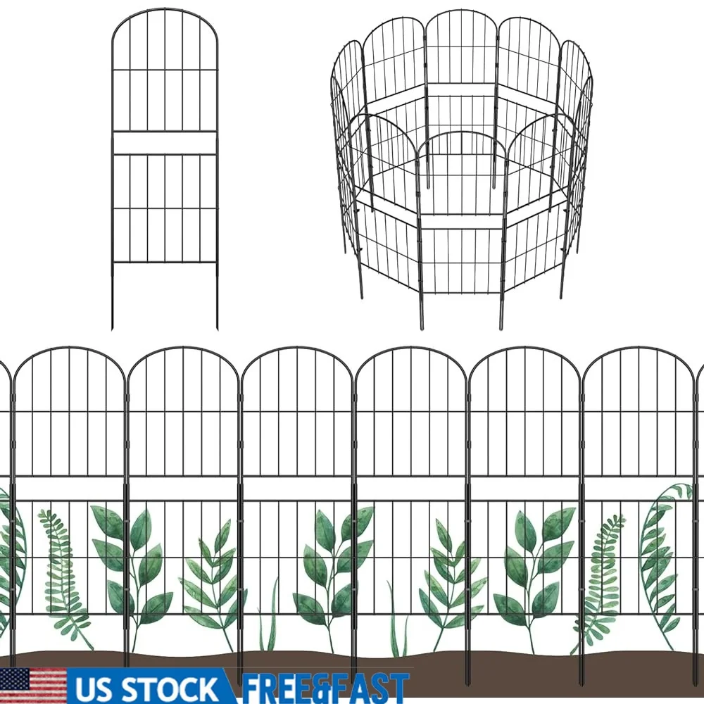 

Decorative Garden Fence 10 Pack Rustproof Metal Wire Panel Animal Barrier Dog Edging Flower Border Outdoor Yard Fencing