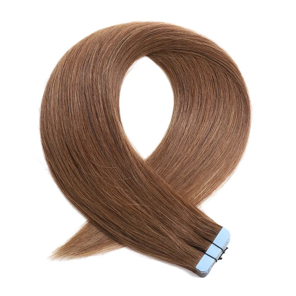 Lovevol เทปในส่วนขยายของผมมนุษย์ตรง Remy ยุโรป Hair Extension ธรรมชาติไม่มีรอยต่อผิว Weft สีน้ำตาล10/20Pcs