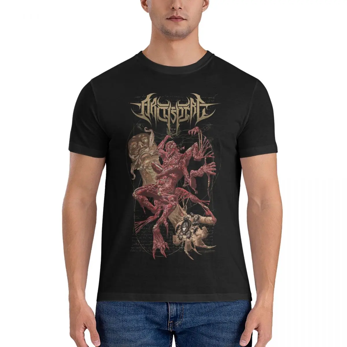 Archspire Spontaneous Generation T Shirts for Men Cotton Awesome T-Shirt O Neck Brutal Deathcore Tees Short Sleeve Clothing