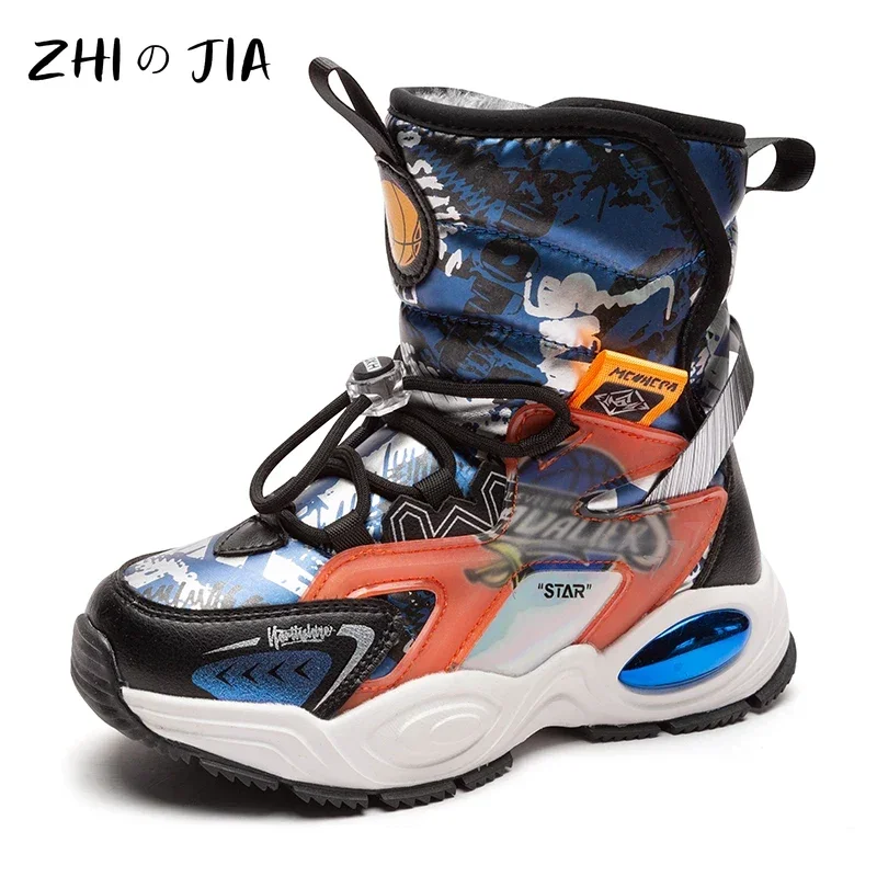 2025 New Leather Waterproof Boys Boots Children Snow Boots For Boys Sneakers Winter Kids Snow Boots Sport Fashion Children Shoes