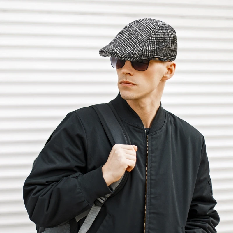 Britischer Stil Herbst Winter Warm Gentleman Baseballmütze Baskenmütze Newsboy Malerhut Karierte Wollmütze Unisex Cabbie Visor Flat Cap – Detail 20