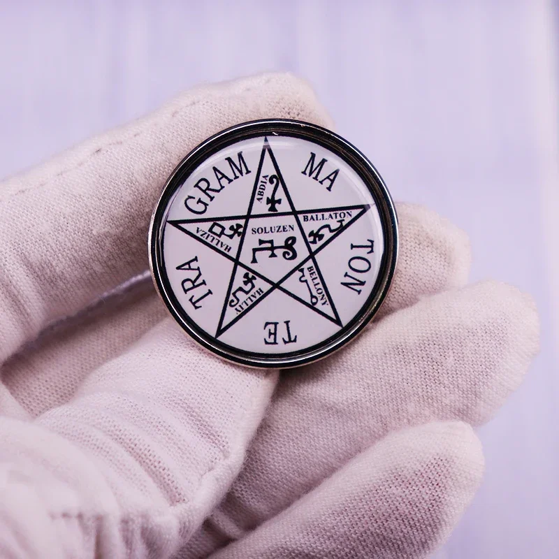 Tetragrammaton Pin Pentagram of the Pentacle of Solomon Button Brooch Magic Badge