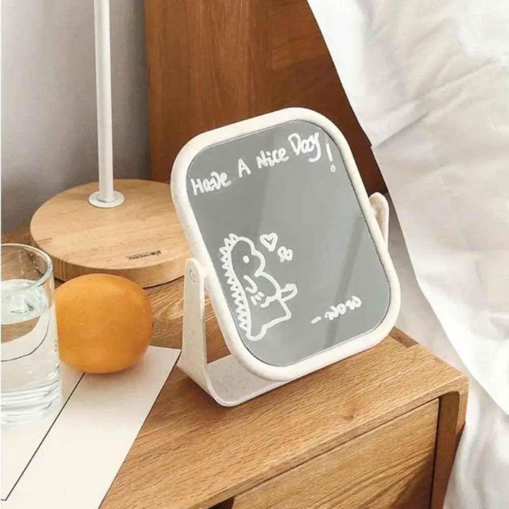 Espejo de maquillaje de escritorio plegable, espejo de princesa portátil de doble cara, espejo redondo cuadrado giratorio ajustable de 360 grados para el hogar