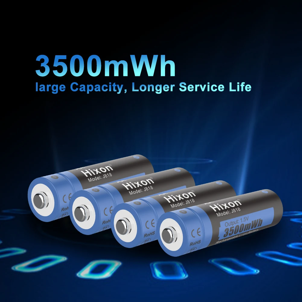 4Pc 3500mWh 1.5V AA Pin Sạc Lithium, Hằng Số Hiệu Quả Cao Đầu Ra Chu Kỳ 1200 Lần. Sạc Rời Mua Hàng