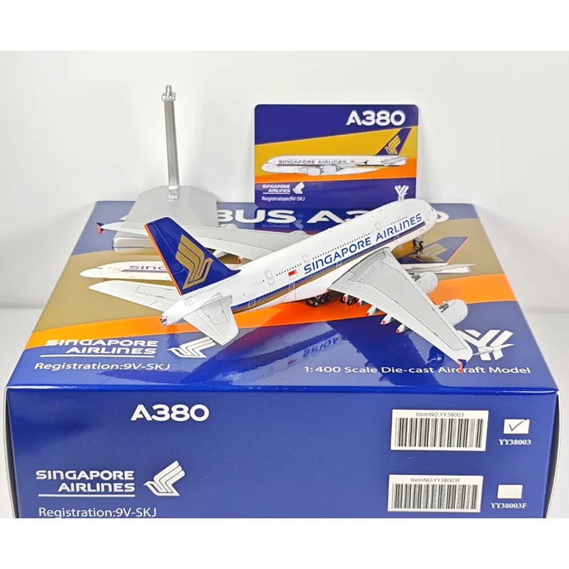 YY أجنحة دييكاست 1/400 مقياس الخطوط الجوية السنغافورية A380 9V-SKL سبيكة نموذج طائرة تحصيل حلية