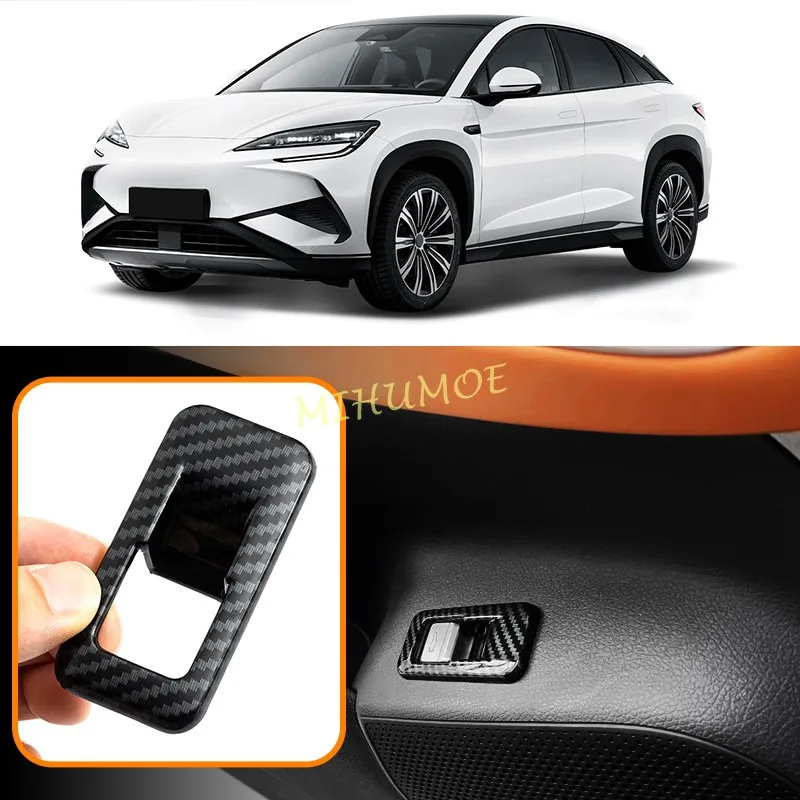 Car Rear Trunk Tailgate Switch Button Cover Trim Sticker For BYD Sealion 7 Sea Lion 07 EV 2024 2025 2026 Carbon Fiber Look
