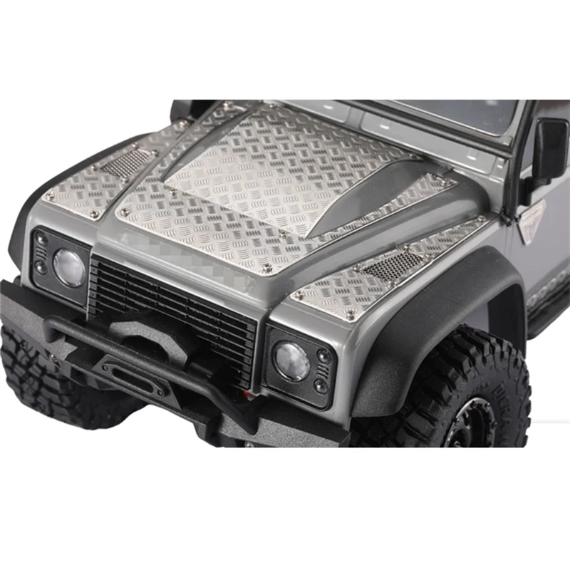 Piastra paramotore per cofano in acciaio metallico lamiera decorativa griglia di aspirazione Trim per Traxxas TRX4M Defender 1/18 RC parti di aggiornamento per auto, 2