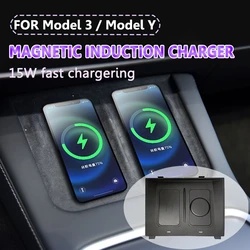 QI Wireless Charger for Tesla Model Y Model 3 2019 Induction Chargering Car Console 15W Fast Charge Panel For Smartphone