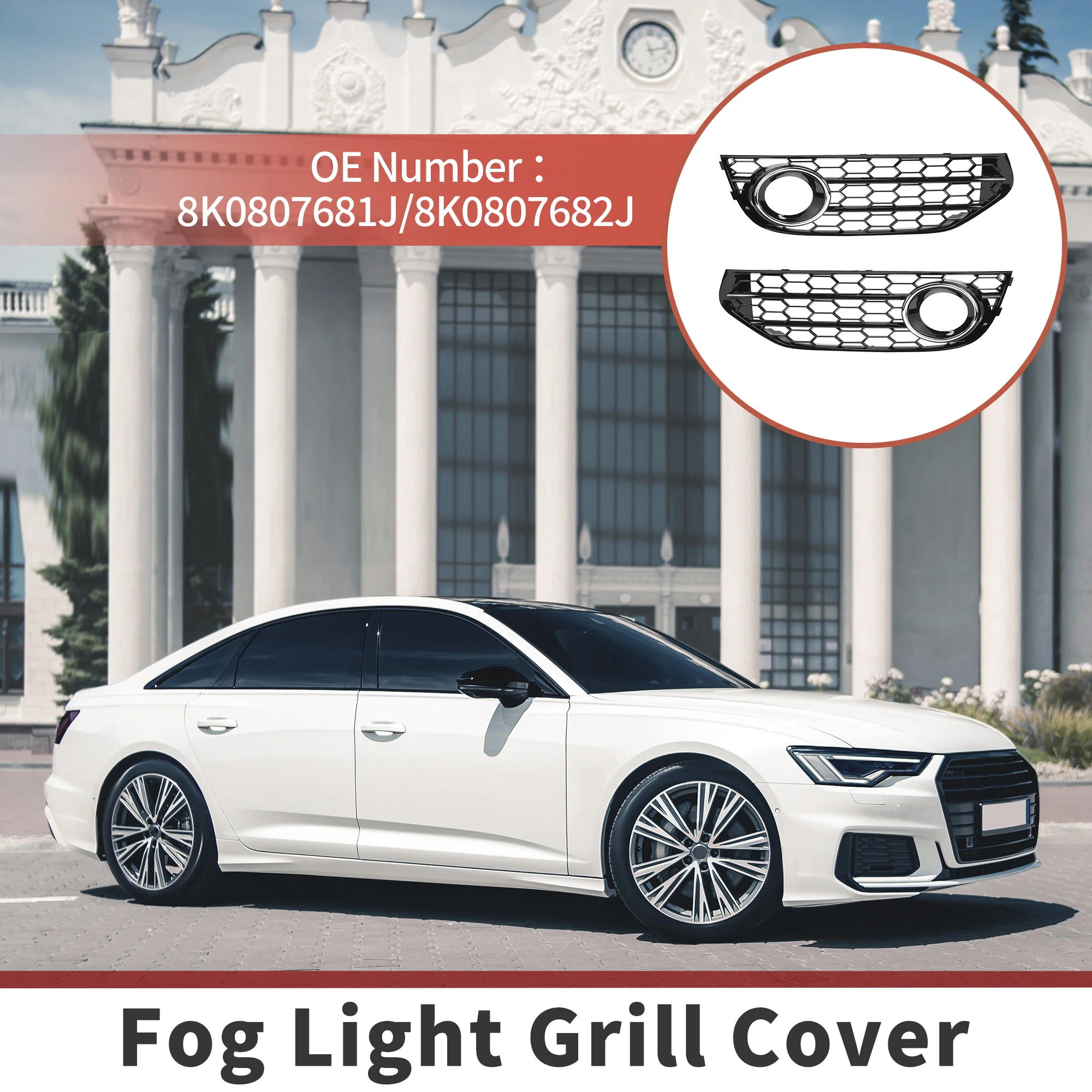 

UXCELL Fog светильник гриль передний нижний бампер для Audi Allroad 2013-2016 No.8K0807681J/8K0807682J пара