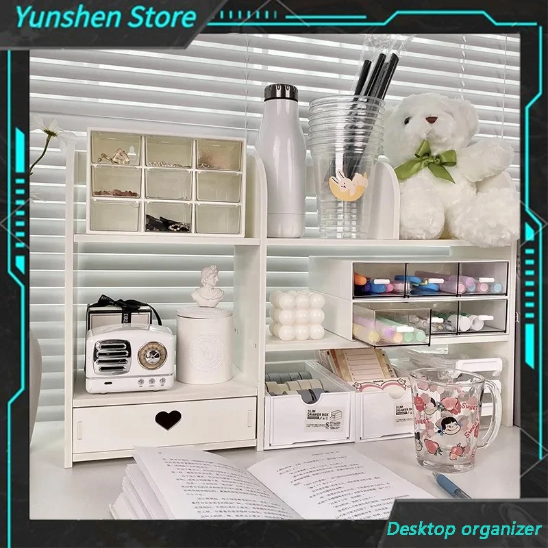 Desktop Organizer Bedroom Room Office Ornaments 2 Floors Stationery Shelves Cosmetics Stationery Supplies Drawer Storage