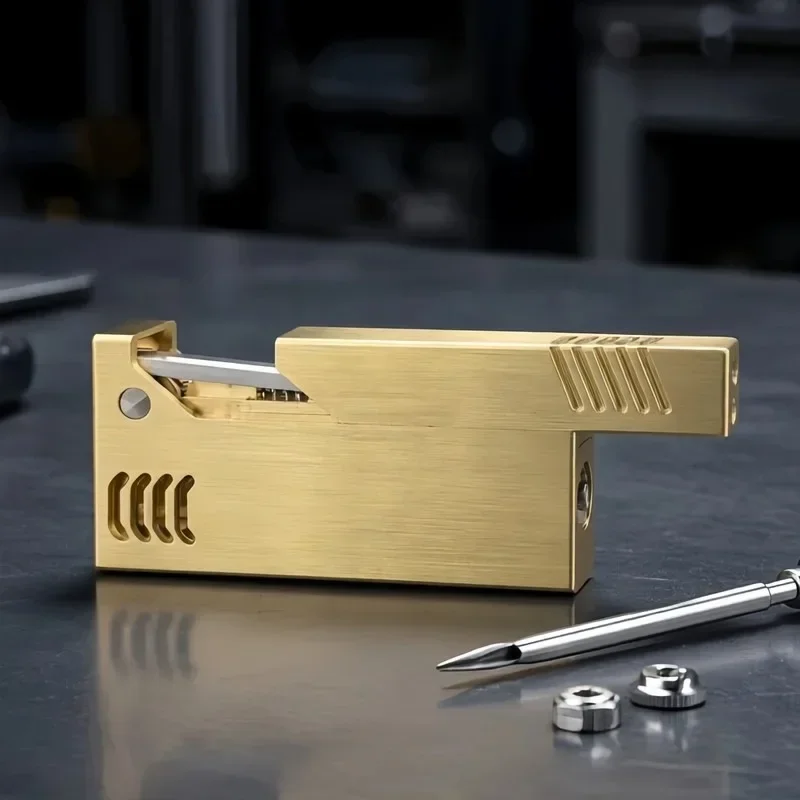 Apex Vintage Brass Semi-Automatic Ejector Lighter – Wind-Resistant Men's Collectible Gift, Retro Lighter, New