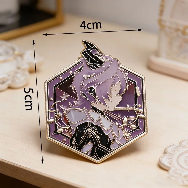 Genshin Impact Sandrone Cosplay-Anstecker Anime Columbina Varka Alice Klee Durin Halloween-Party-Kostüm-Accessoires Rucksack-Pins – Detail 9