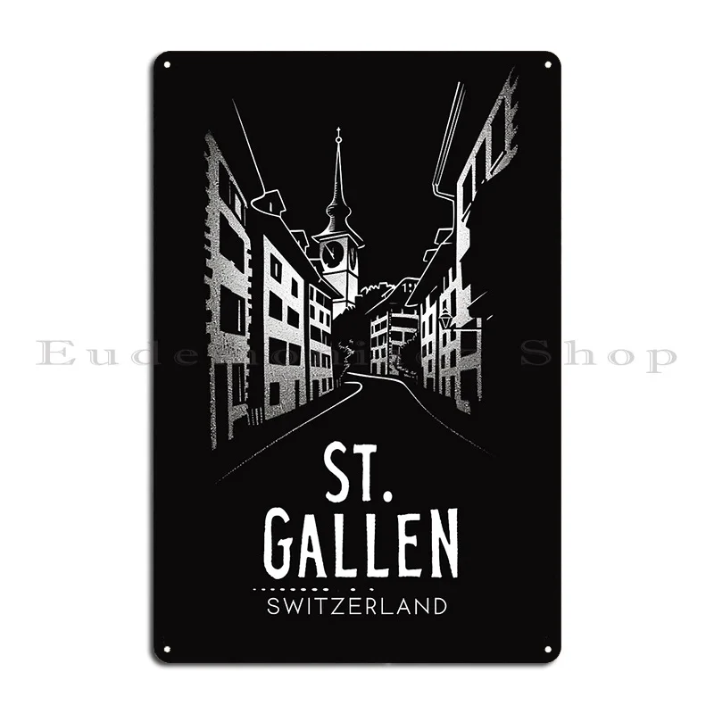 A Vintage Travel Illustration Of St Gallen Switzerland Metal Sign Cave Cinema Garage Printing Rusty Tin Sign Poster