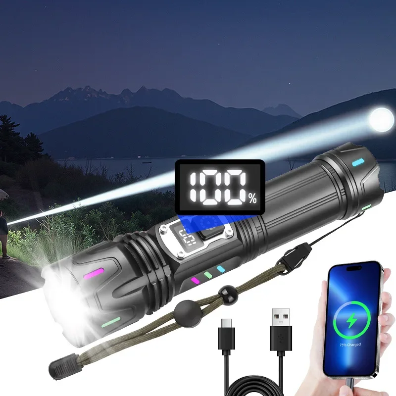 

Super Bright Tactical Flashlight - Rechargeable Zoomable Powerful LED Torch for Emergency Use