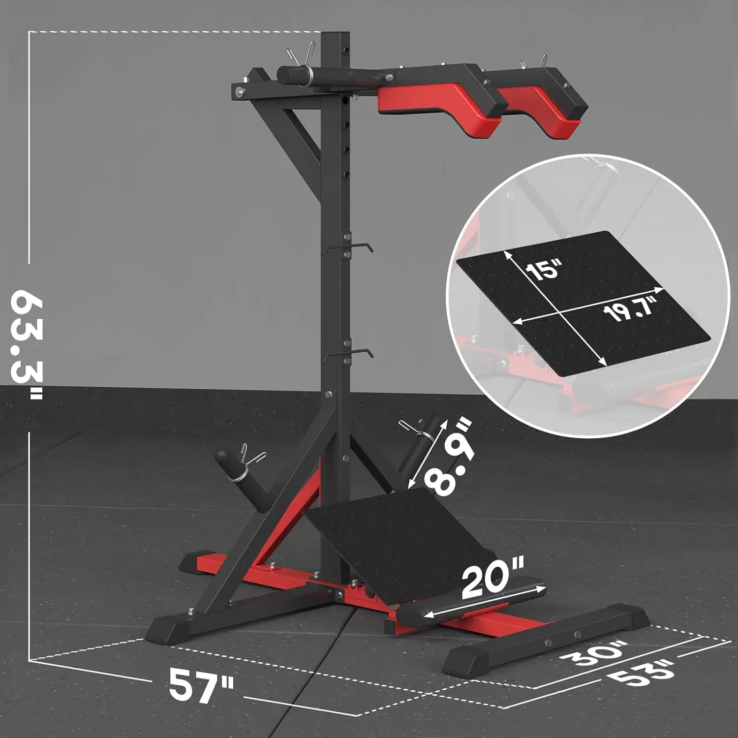 Hack Squat Machine, Leverage Squat/Calf Machine, Leg Exercise Pendulum Squats Machine with Weight Storage Pins and Band Hooks