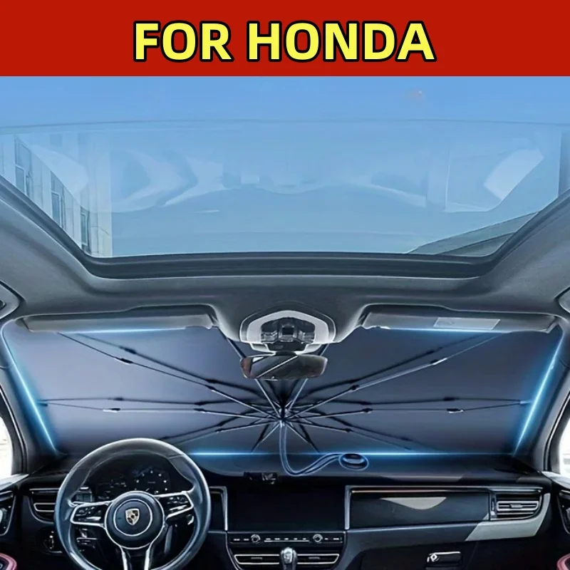 FOR HONDA Car Windshield Sunshade 360° Pull Rope anti-scratch handle Windshield Sunshade - Double-layer fabric upgrade