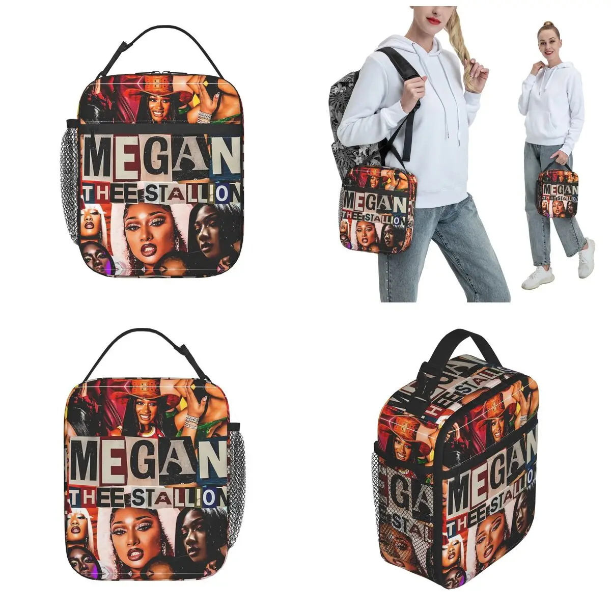 Megan Thee Stallion Rapper Music Merch Insulated Lunch Tote Bag For Office Storage Food Boxes Portable Thermal Cooler Lunch Box