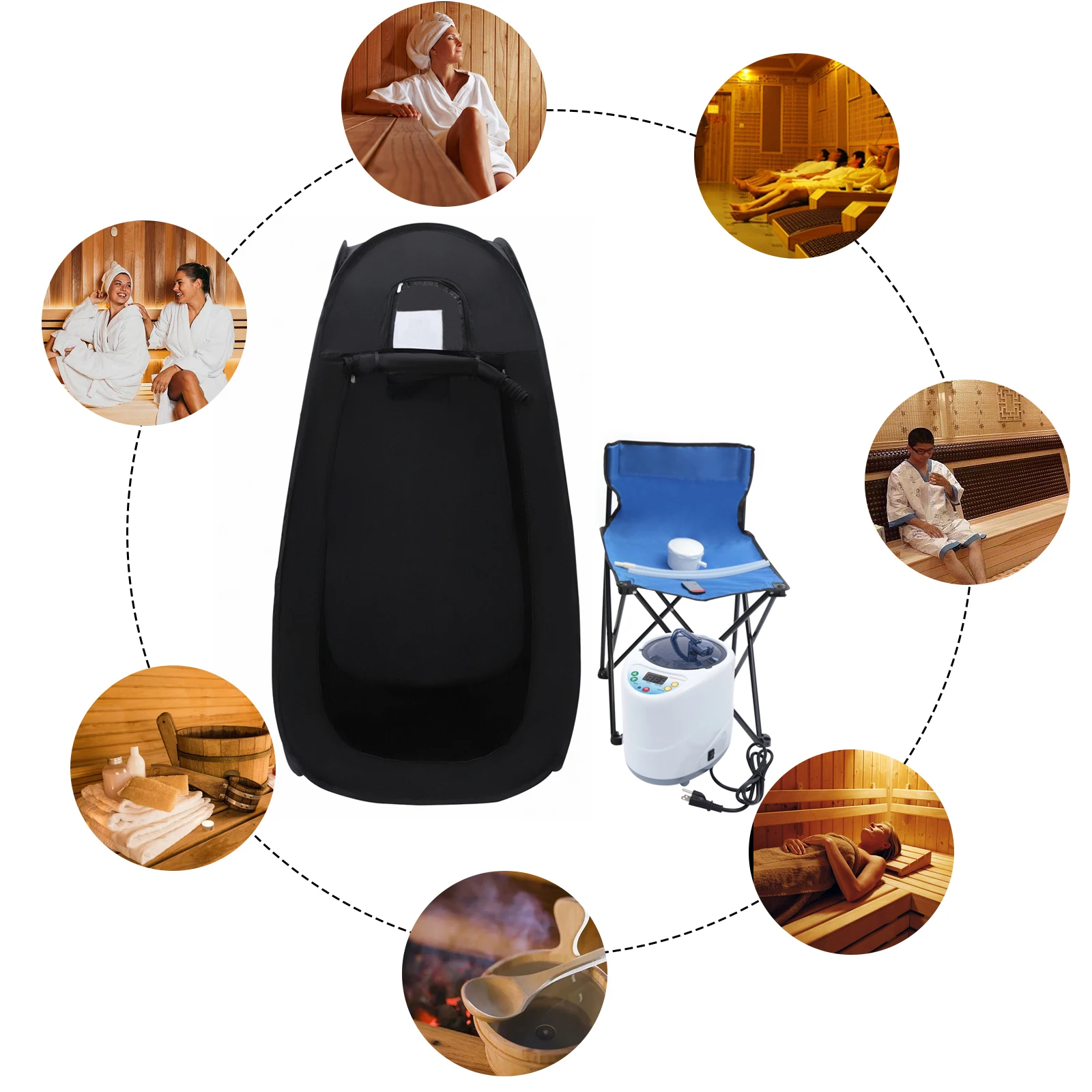 

1000w 180cm Portable 180cm Indoor Sauna Box, 99 Minute Timed Sauna Tent with Chair, Detoxification and Relaxation