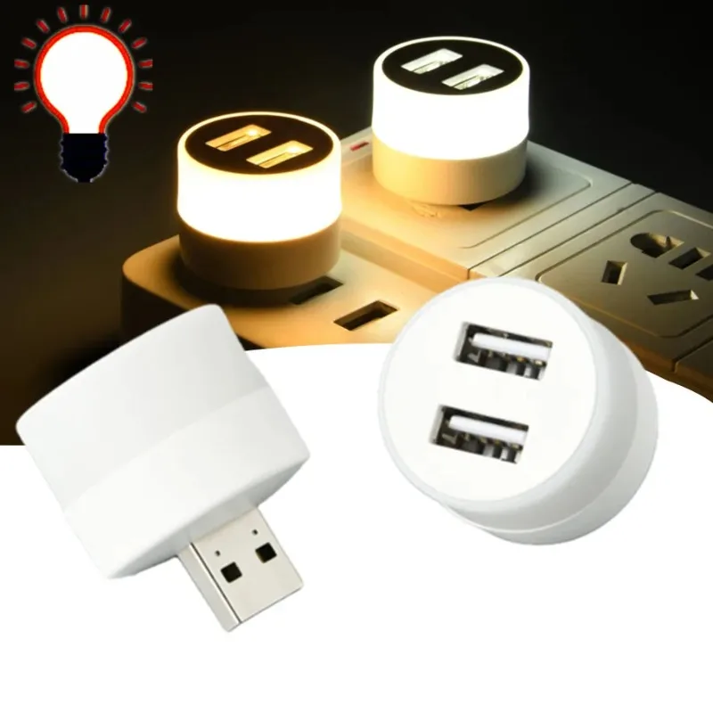Small USB LED Night Plug Lamp Light Computer Mobile Power Charging Mini Book Lamps LED Eye Protection Square Reading Light