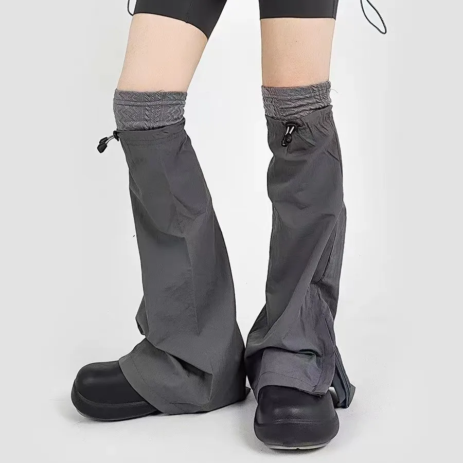 Anime Cosplay Grigio Coulisse Scaldamuscoli da donna Cyberpunk Y2k Ragazza Coprigambe Polsini per stivali Calzini Maniche Ghetta per polpacci Moto