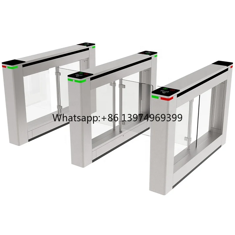 AI Face Recognition Swing Gate with Mask Detection Dual-arm Optical Swing Gate with Anti-collision System