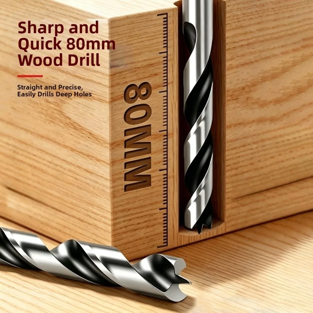 3-10mm Woodworking Drill Bit Three-Pointed Hex Shank Twist Drill Bit High Hardness Spiral Flute Woodworking Hole Cutter
