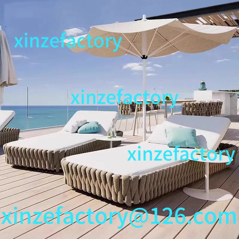

Customizable Outdoor Pool Gold Rattan Sofa Bed