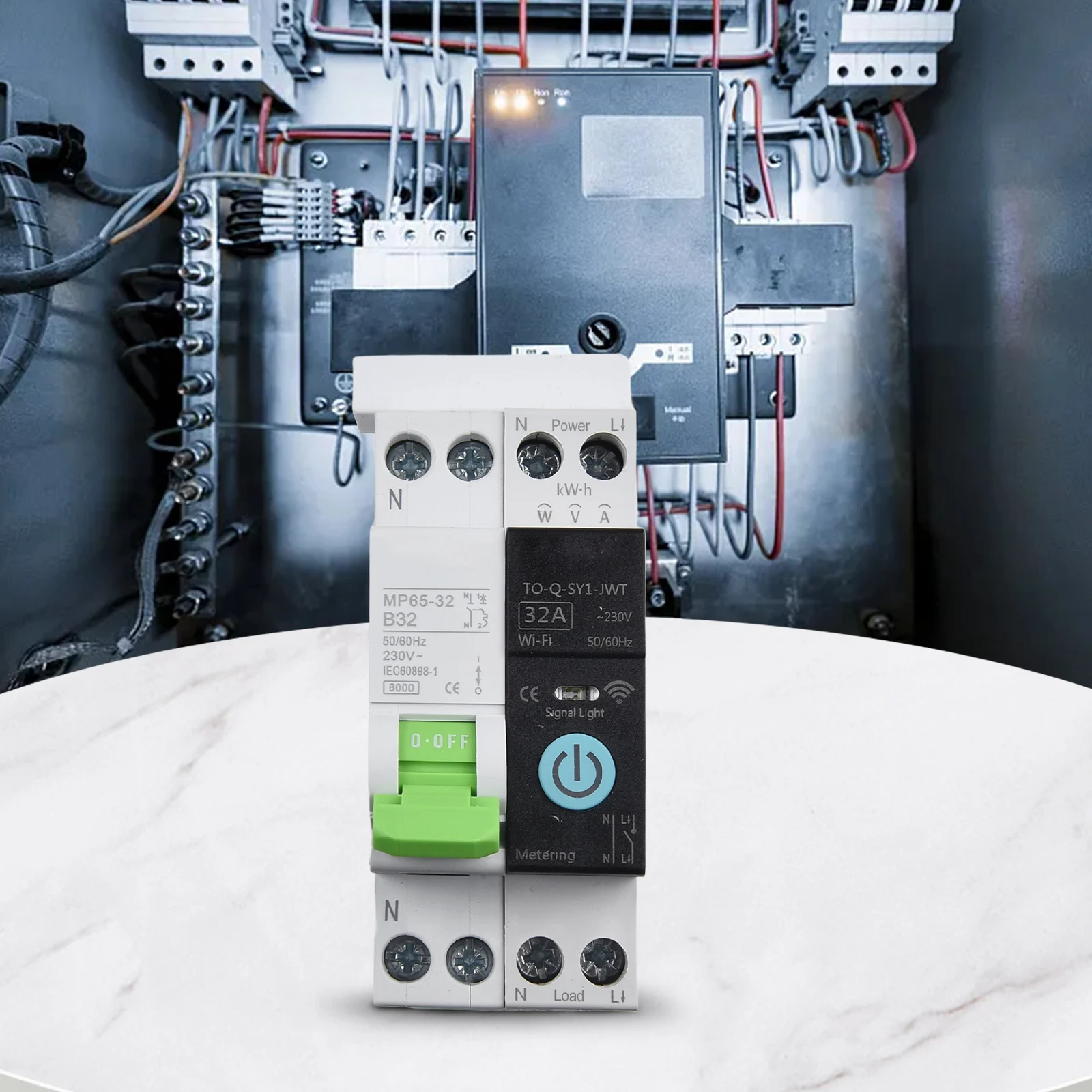 

WiFi Smart Circuit Breaker 1P 32A Remote Control Switch Overcurrent Protection Voice Control Black Color Electric Meter