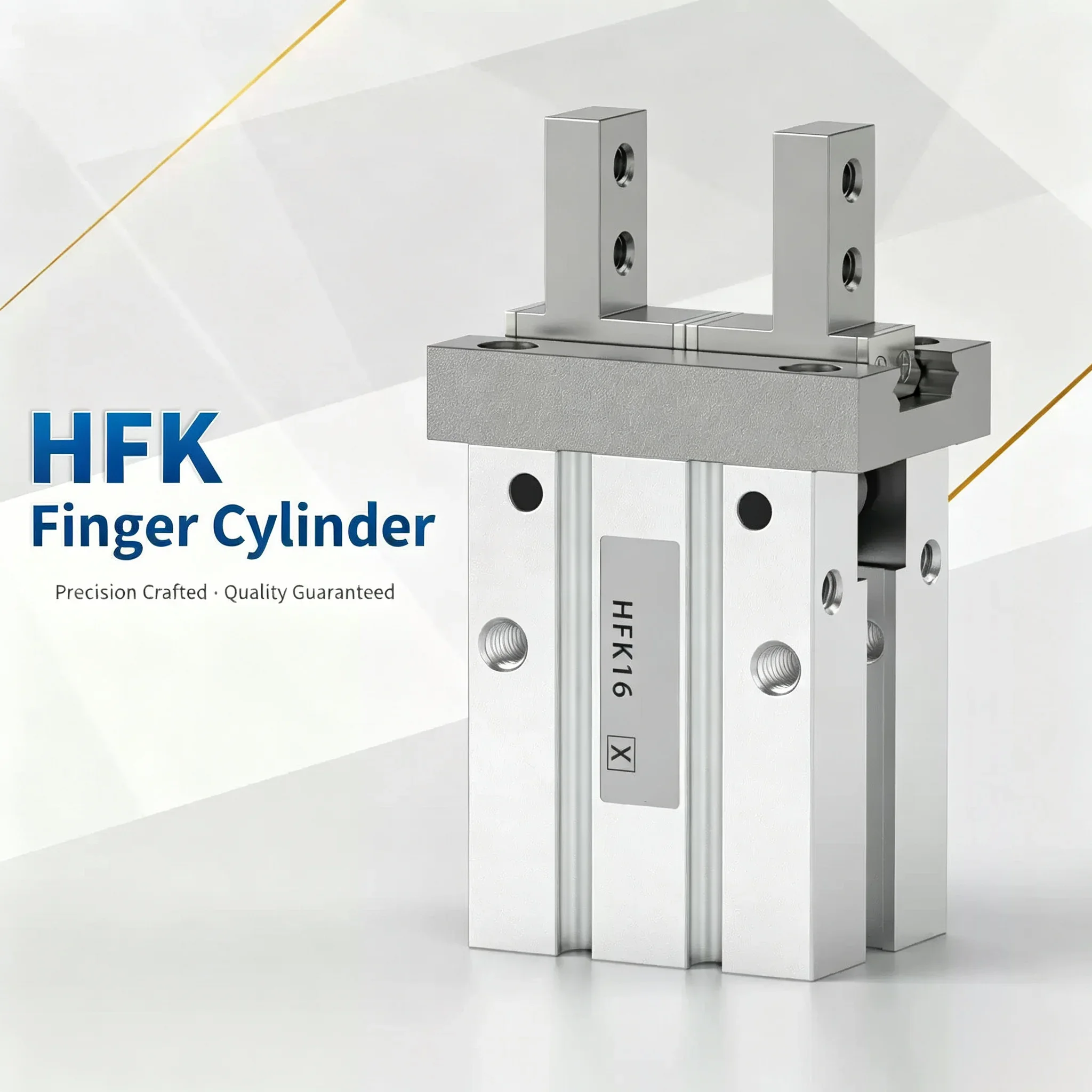 HLH HFK Pneumatic Air Gripper Parallel Style Double Acting Cylinder HFK10 HFK16 HFK20 HFK25 HFK32 HFK40Cylinder for Industrial U