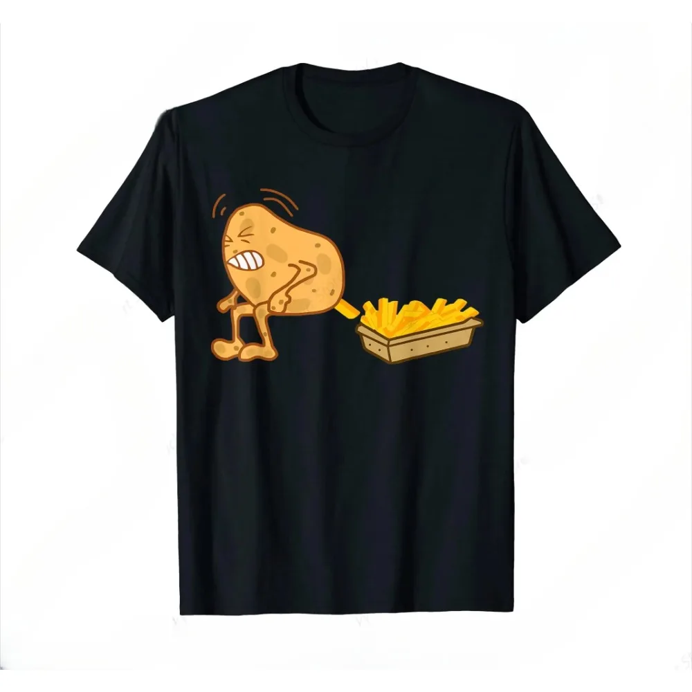 

Fun French fry design for men and women, potato enthusiast T-shirt for summer street fashion, comfortable couple outfit