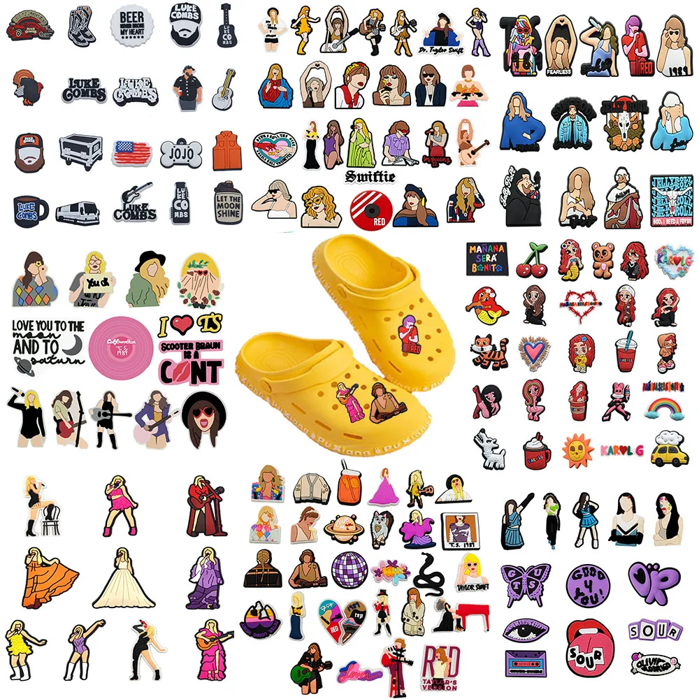 10-200pcs Hot sales Cartoon Singer Series PVC shoe Accessori