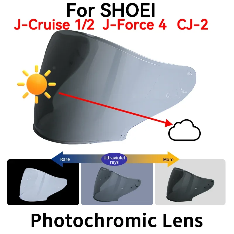 Photochromic Visor for SHOEI J-Cruise 1/2 J-Force 4 CJ-2 Motorcycle Helmet Lens Open Face Shield Capacete motosiklet de casque