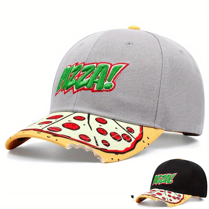 Pizza Baseball Caps For Men Bite Mark Peak Design Trucker Hats For Men 2024 Casual Sun Hat Cotton Adjustable Snapback Cap Male