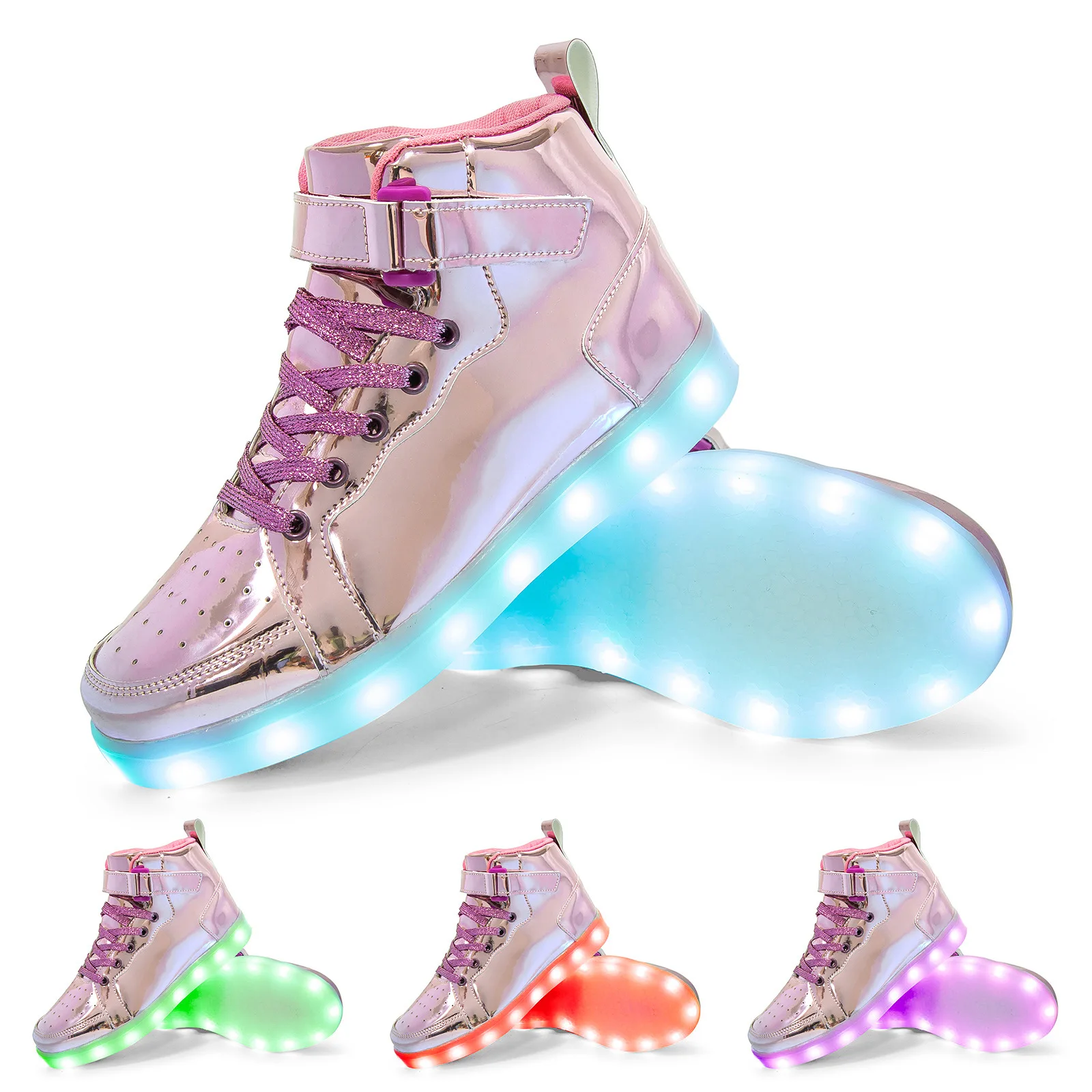 Large Size 36-46 LED Lighted Men & Women Shoes PU Leather Breathable Fashion Sports Casual USB Charge