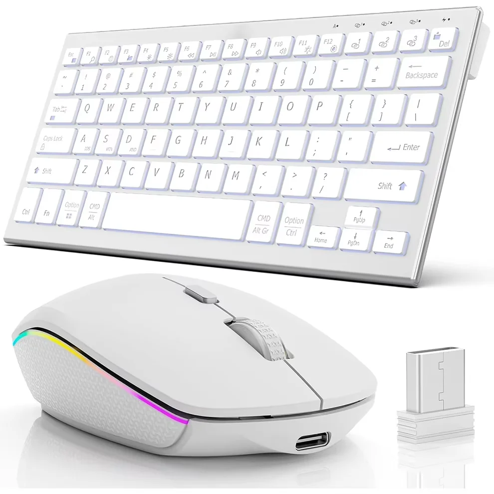 

Wireless Keyboard Mouse Combo Bluetooth 2.4G with Backlit Multi-Device USB Rechargeable for Laptop PC Windows Keyboard Mouse Set