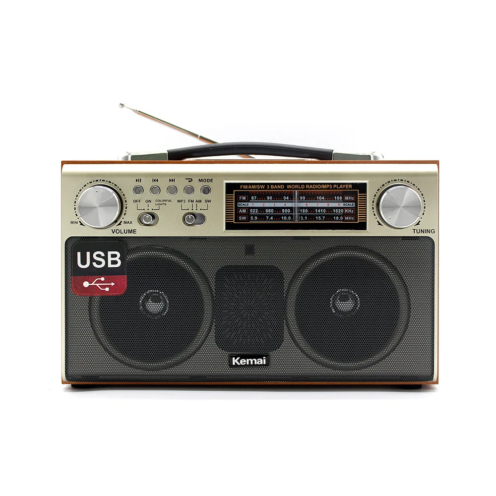 retro portable home tri-band FM radio subwoofer caixa de som Wooden wireless bluetooth speaker stereo support TF card /USB/AUX